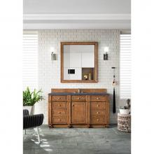 James Martin Furniture 157-V60S-SBR-3CSP - Bristol 60'' Single Vanity, Saddle Brown, w/ 3 CM Charcoal Soapstone Quartz Top