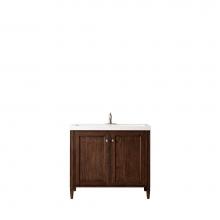 James Martin Furniture E652-V39.5-MCA-WG - Britannia 39.5'' Single Vanity Cabinet, Mid Century Acacia w/ White Glossy Resin Counter