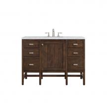 James Martin Furniture E444-V48-MCA-3CAR - Addison 48'' Single Vanity Cabinet, Mid Century Acacia, w/ 3 CM Carrara White Top