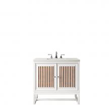 James Martin Furniture E645-V30-GW-3CAR - Athens 30'' Single Vanity Cabinet, Glossy White, w/ 3 CM Carrara White Top