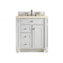 James Martin Furniture 157-V30-BW-3EMR - Bristol 30'' Single Vanity, Bright White, w/ 3 CM Eternal Marfil Quartz Top