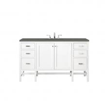 James Martin Furniture E444-V60S-GW-3GEX - Addison 60'' Single Vanity Cabinet , Glossy White, w/ 3 CM Grey Expo Quartz Top