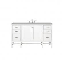 James Martin Furniture E444-V60S-GW-3ESR - Addison 60'' Single Vanity Cabinet , Glossy White, w/ 3 CM Eternal Serena Top