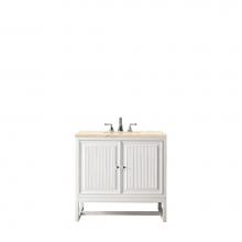 James Martin Furniture E645-V36-GW-3EMR - Athens 36'' Single Vanity Cabinet, Glossy White, w/ 3 CM Eternal Marfil Top