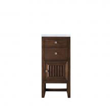 James Martin Furniture E645-B15R-MCA-3CAR - Athens 15'' Cabinet w/ Drawers & Door, Mid Century Acacia w/ 3 CM Carrara Marble Top