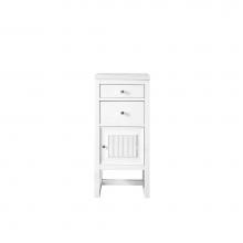 James Martin Furniture E645-B15R-GW-3AF - Athens 15'' Cabinet w/ Drawers & Door, Glossy White w/ 3 CM Arctic Fall Solid Surfac