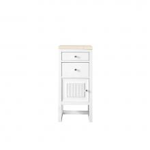 James Martin Furniture E645-B15L-GW-3EMR - Athens 15'' Cabinet w/ Drawers & Door, Glossy White w/ 3 CM Eternal Marfil Top