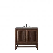 James Martin Furniture E645-V36-MCA-3GEX - Athens 36'' Single Vanity Cabinet, Mid Century Acacia, w/ 3 CM Grey Expo Quartz Top