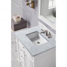 James Martin Furniture 157-V30-BW-3CAR - Bristol 30'' Single Vanity, Bright White, w/ 3 CM Carrara Marble Top