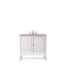 James Martin Furniture E645-V30-GW-3ESR - Athens 30'' Single Vanity Cabinet, Glossy White, w/ 3 CM Eternal Serena Top