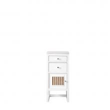 James Martin Furniture E645-B15L-GW-3AF - Athens 15'' Cabinet w/ Drawers & Door, Glossy White w/ 3 CM Arctic Fall Solid Surfac