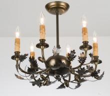 Meyda White 50095 - 19" Wide Oak Leaf & Acorn 6 LT Mini Chandelier