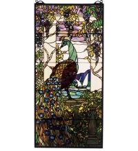 Meyda White 50562 - 19"W X 40"H Tiffany Peacock Wisteria Stained Glass Window