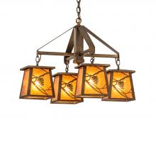 Meyda White 67987 - 28" Wide Whispering Pines 4 Light Chandelier