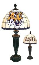 College Lamps and Accessories LSU500W - Louisiana State White Tiffany Desk Lamp